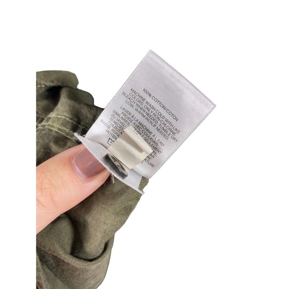 Express Large Shirt Mens Button Down Military Green Palm Leaf Print Tropical - Picture 7 of 7